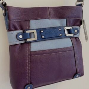 Tignanello Plum&Blue Leather Shoulder Bag